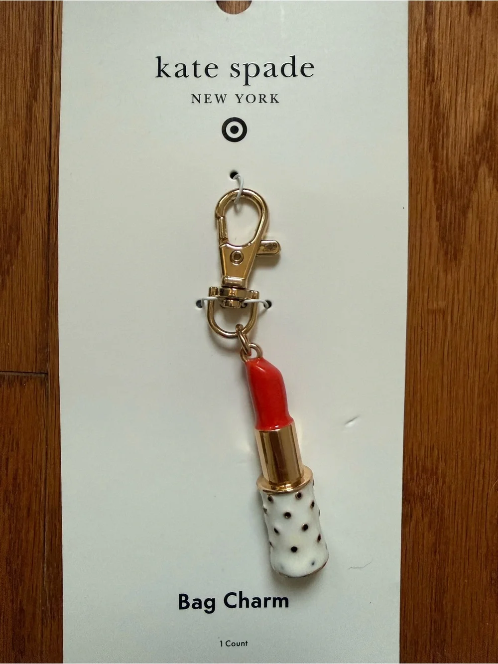 kate spade x target Gold Lipstick Charm